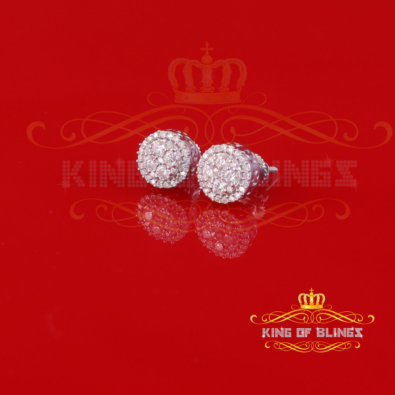 King of Bling's Men's/Womens 925 Sterling Silver White 0.50ct VVS 'D' Moissanite Stud Earrings KING OF BLINGS
