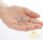 King Of Bling's 0.05ct Real Diamond 925 Sterling Silver White For Men's & Women's Round Earring KING OF BLINGS