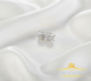 King Of Bling's 0.05ct Diamond Square Earrings For Women White 925 Sterling Silver Stud For Men KING OF BLINGS