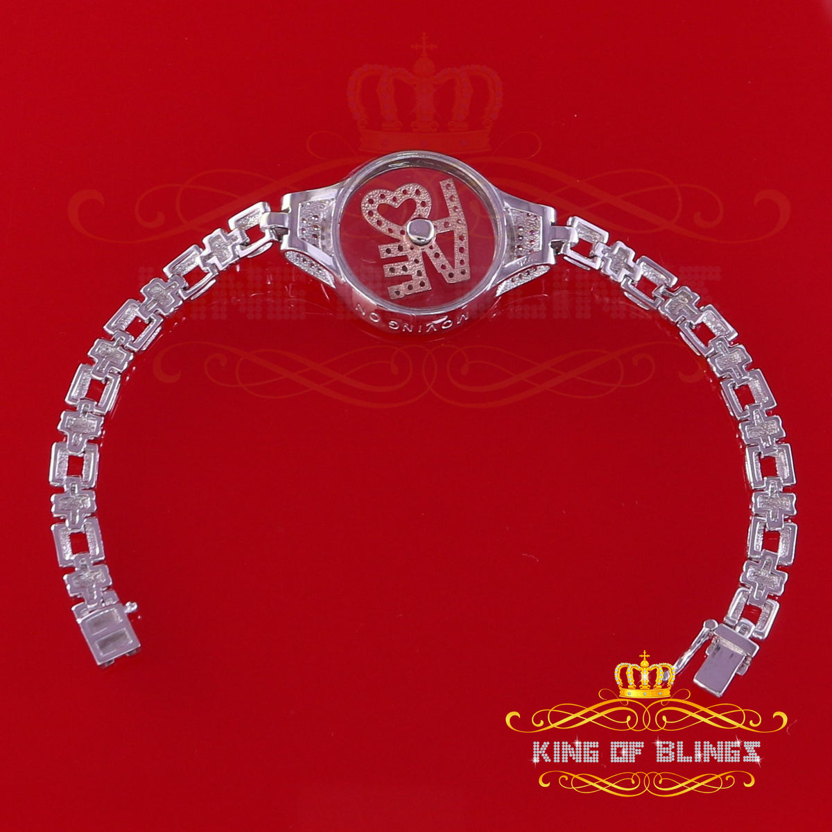 King Of Bling's 925 Silver White Men's/Womens Bracelet Floating Love Cubic Zirconia Size 7 Inch KING OF BLINGS