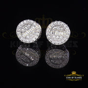 King of Blings- Aretes Para Hombre 925 White Silver 0.54ct Cubic Zirconia Round Women's Earrings KING OF BLINGS