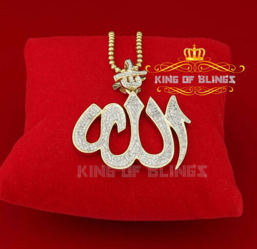 Promising Yellow Sterling Silver Allah Shape Pendant with 2.77ct Cubic Zirconia KING OF BLINGS