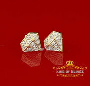 King of Bling's 0.24ct Cubic Zirconia 925 Yellow Silver Women's & Men's Hip Hop Stud Earrings KING OF BLINGS