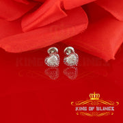 King Of Bling's Aretes Para Hombre Heart 925 White Silver 0.05ct Diamond Women's /Men's Earring KING OF BLINGS