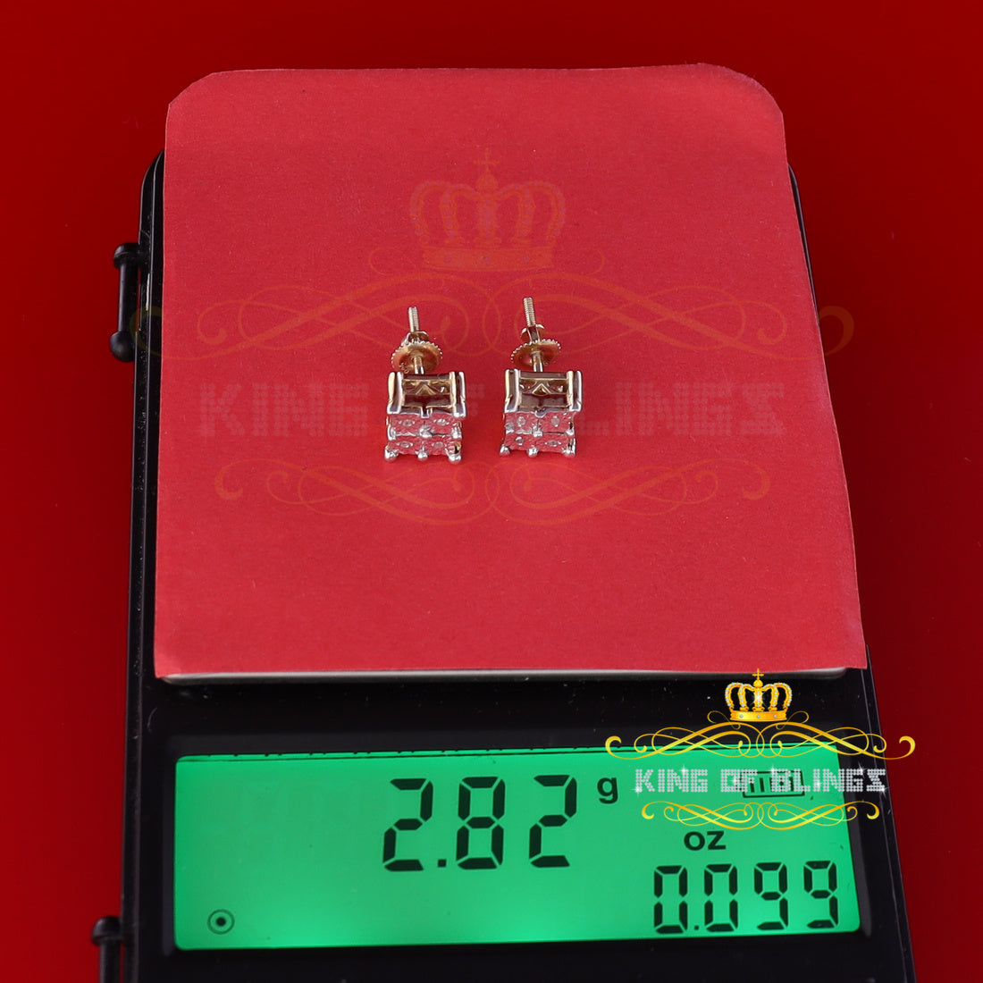 King Of Bling's 0.05ct Diamond Stud Earrings For Women Yellow 925 Sterling Silver Stud For Men KING OF BLINGS