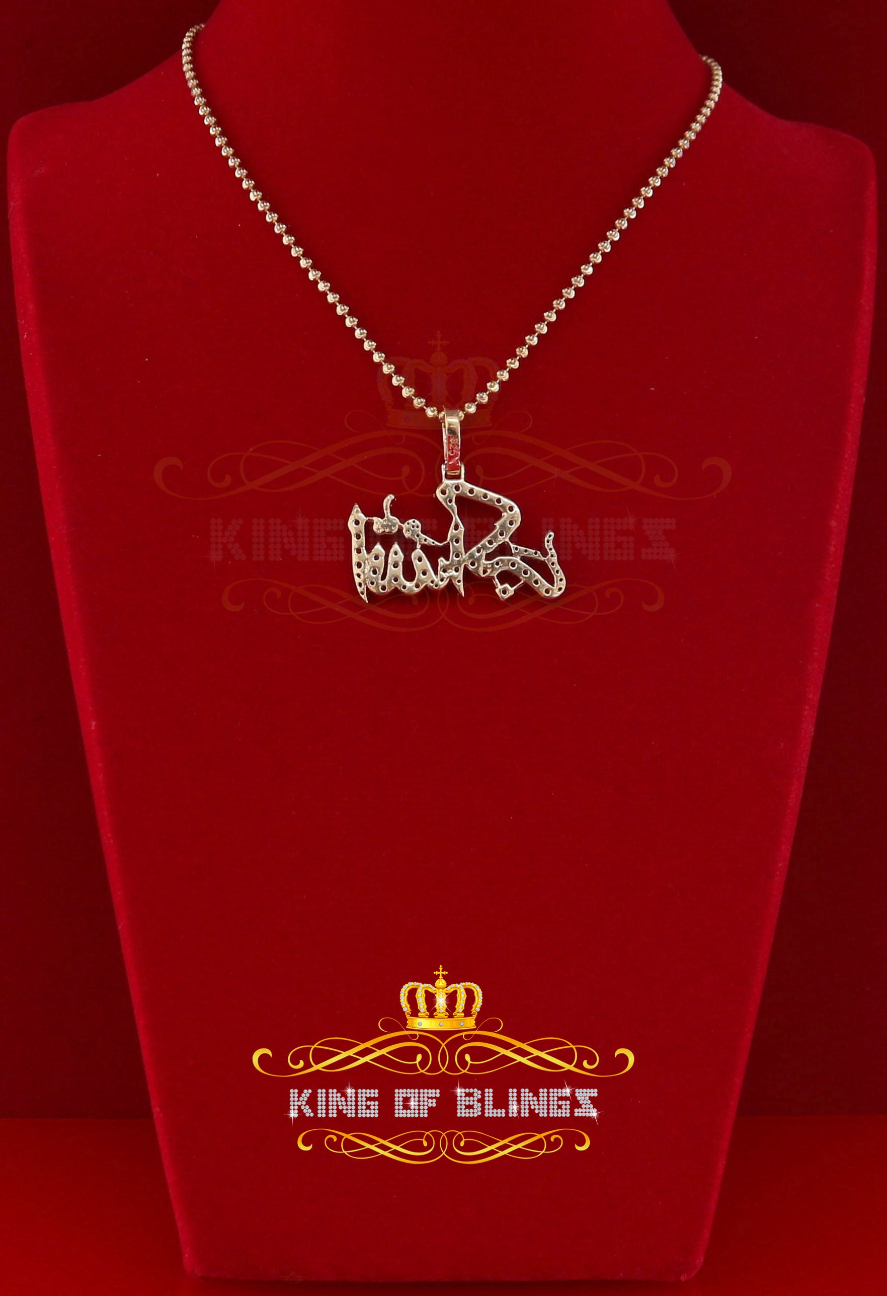 Yellow 925 "Allah-hu-Akbar" Shape Silver Pendant with 5.70ct Cubic Zirconia KING OF BLINGS