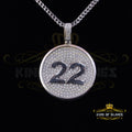 King Of Bling's 3.60ct Cubic Zirconia Silver White "1.50" Round #22 Lucky Charm Pendant for Him KING OF BLINGS