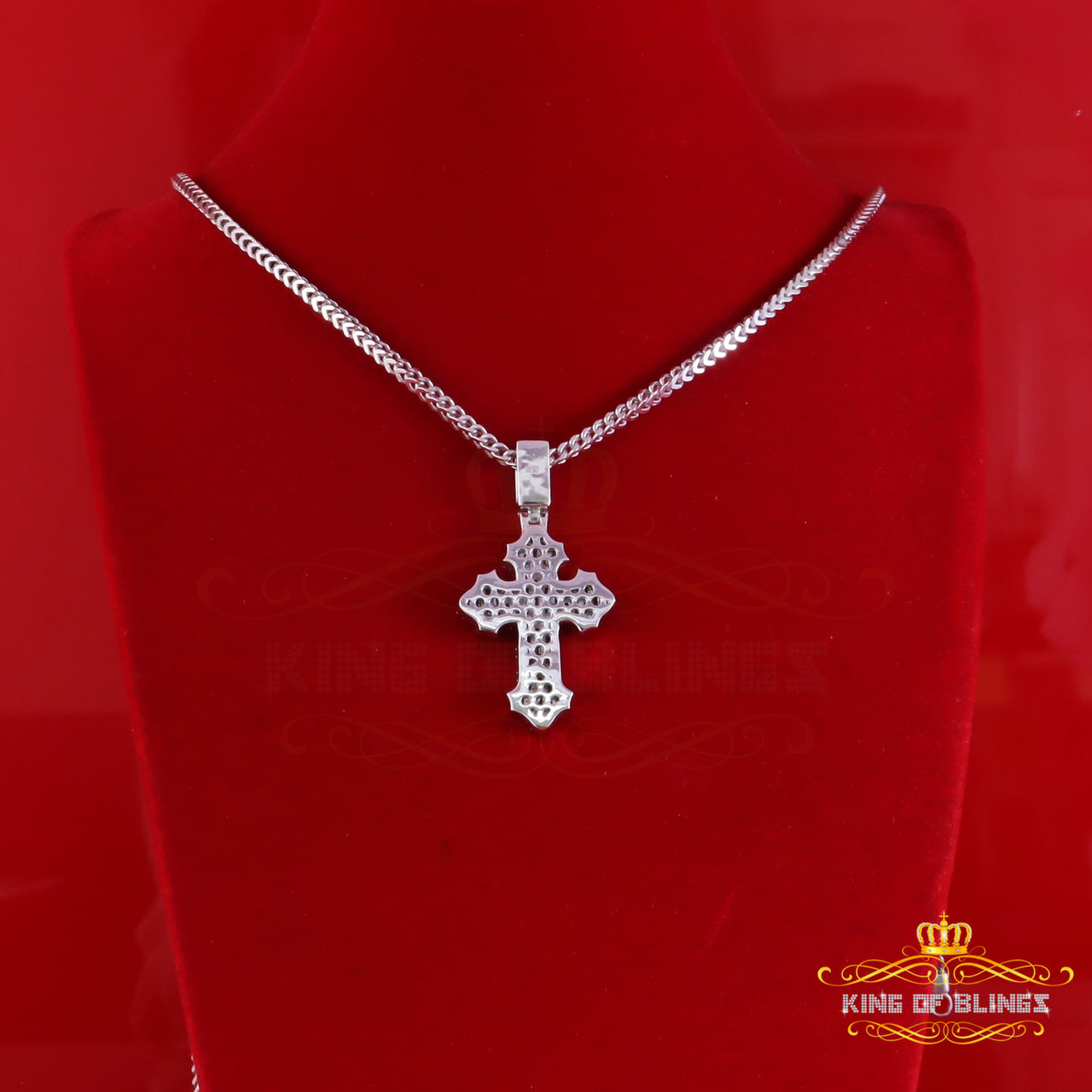 King Of Bling's 3.50ct VVS D Moissanite White Sterling Silver Charm Cross Pendant Men & Women's KING OF BLINGS