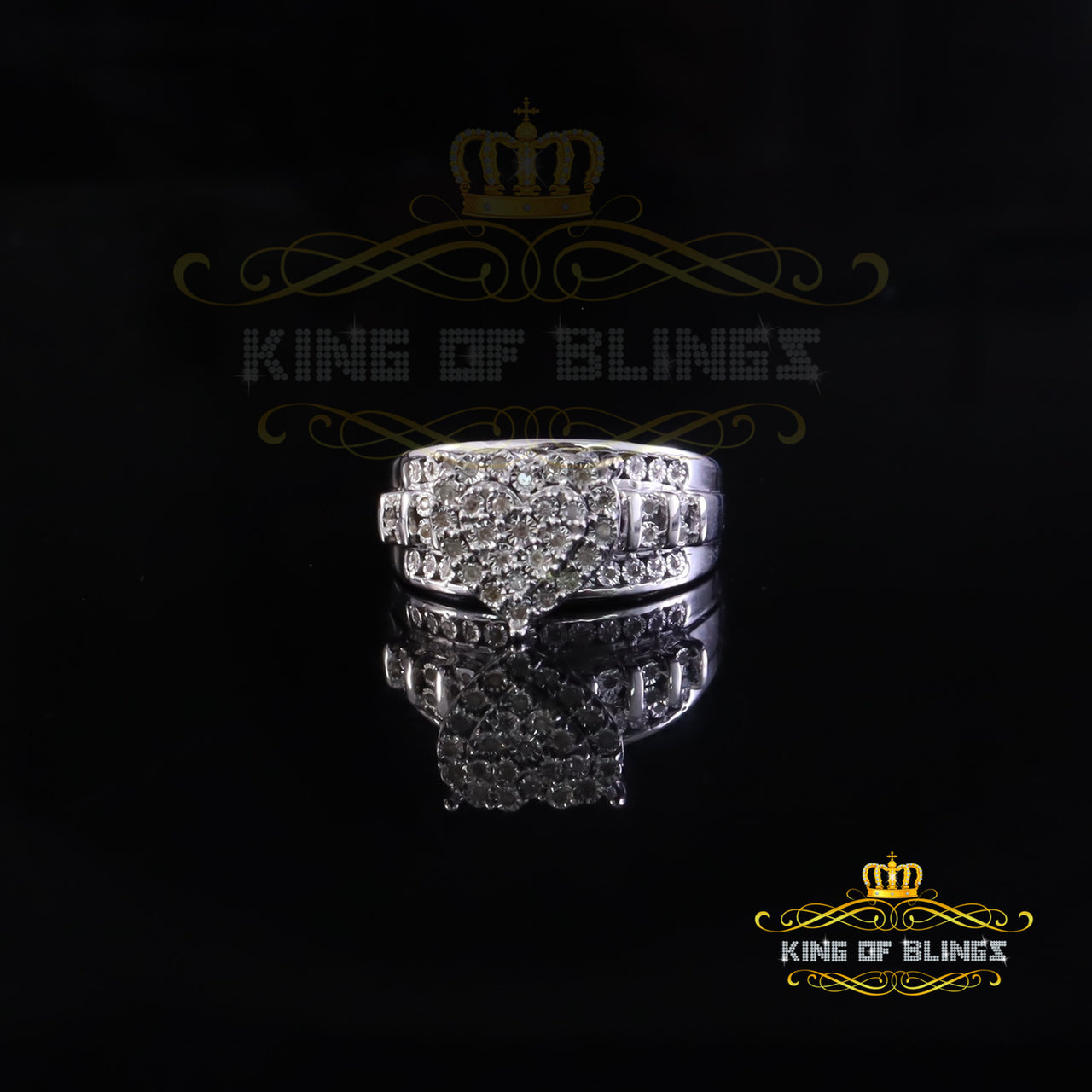King Of Bling's New Cindarella Heart Ring SZ 7 Real Diamond 0.25ct White 925 Silver for Women King of Blings
