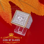 King Of Bling's 925 Silver 19.00ct Yellow Cubic Zirconia Men's Adjustable Ring From SZ 8 to 10 KING OF BLINGS