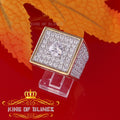 King Of Bling's 925 Silver 19.00ct Yellow Cubic Zirconia Men's Adjustable Ring From SZ 8 to 10 KING OF BLINGS