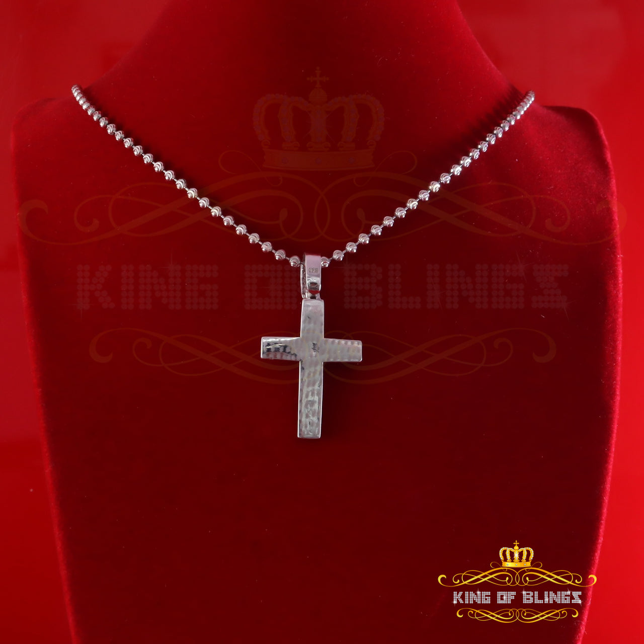 King Of Bling's New Moissanite 2.50ct VVS D Clr. Charm Cross Pendant 925 White Silver for Men KING OF BLINGS