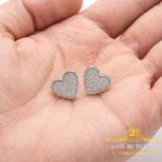 King of Bling's 925 Sterling White Silver 0.84ct Cubic Zirconia Women's & Men's Heart Earrings KING OF BLINGS