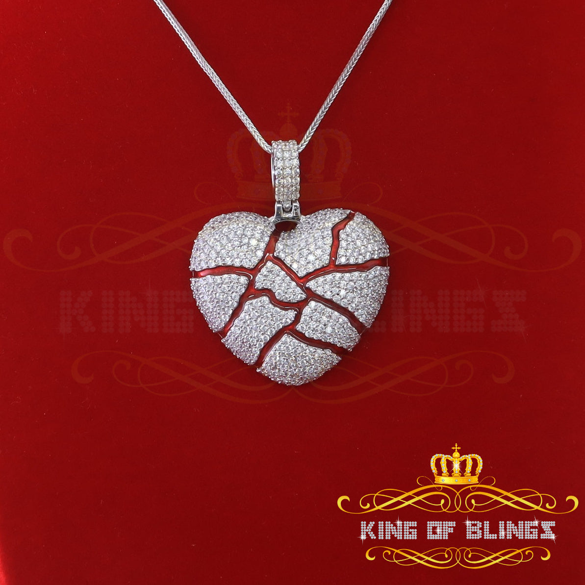 King Of Bling's King Of Bling's "Heart"Broken Shape 925 Silver White 20.01ct Cubic Zirconia