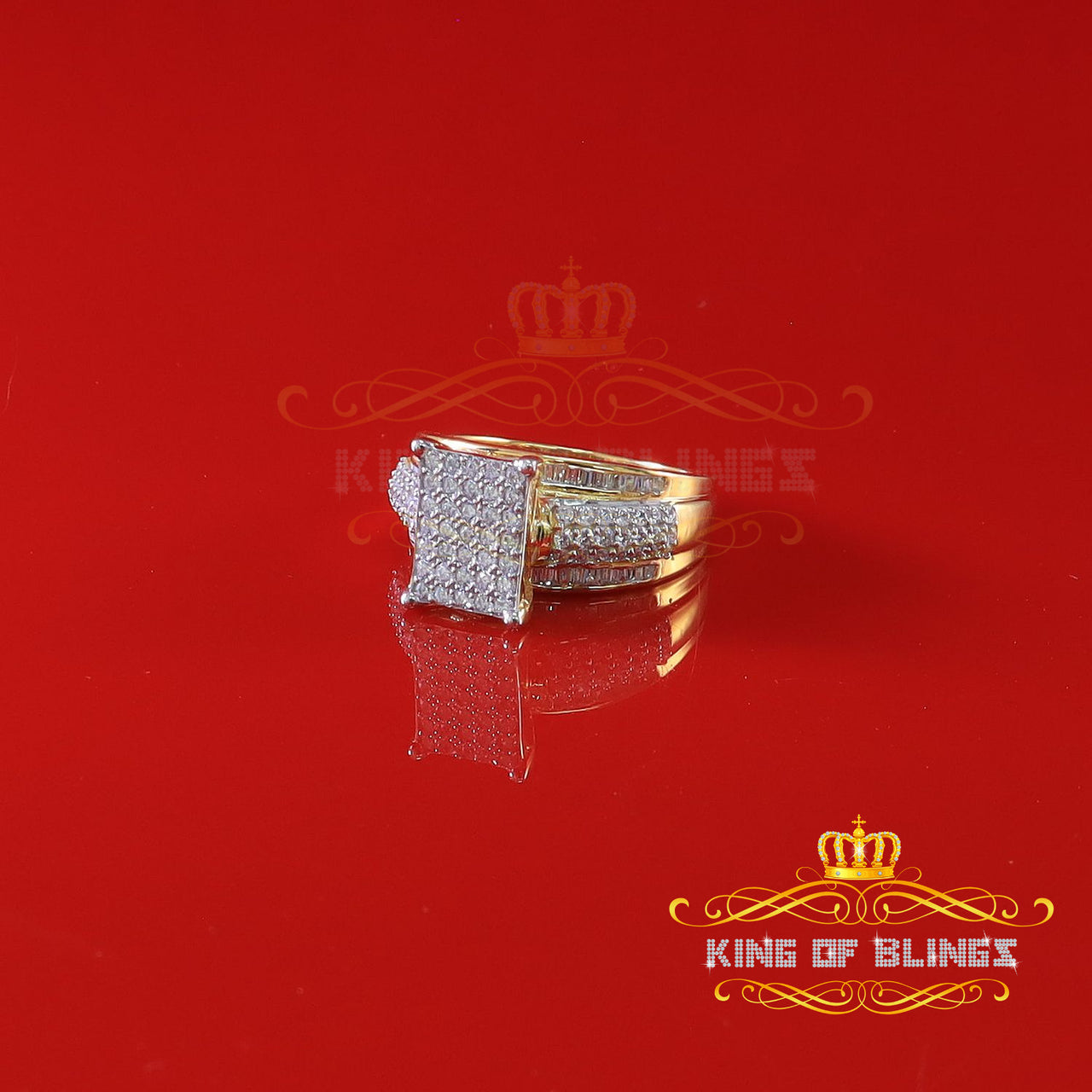 King Of Bling's Cubic Zirconia Cinderella 2.25ct Yellow Silver Womens Ring Size 8