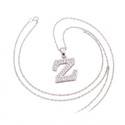 King Of Bling's Attractive Sterling SilverAll Alphabet Letter White Pendant with Cubic Zirconia KING OF BLINGS