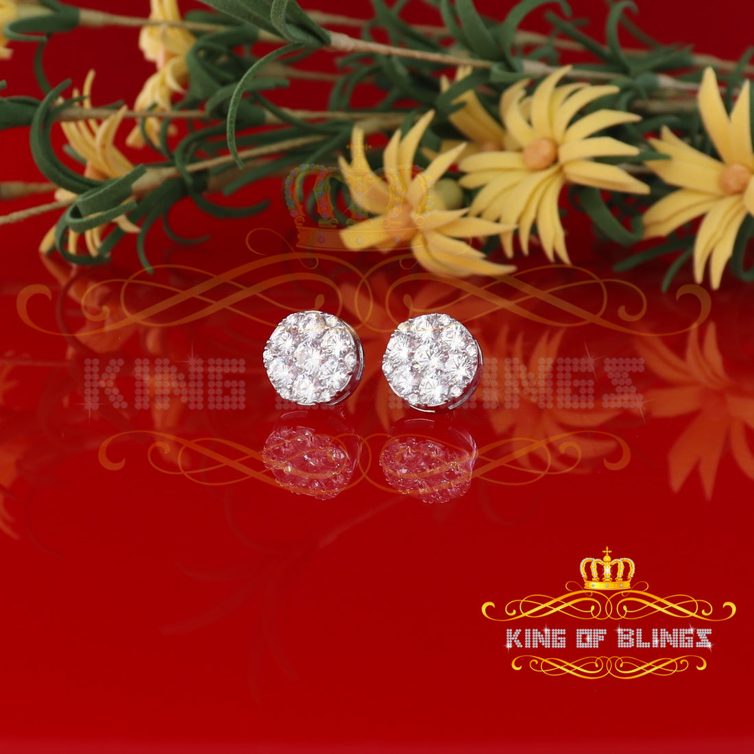 King of Blings- Aretes Para Hombre 925 White Silver 5.56ct Cubic Zirconia Women Round Earrings KING OF BLINGS