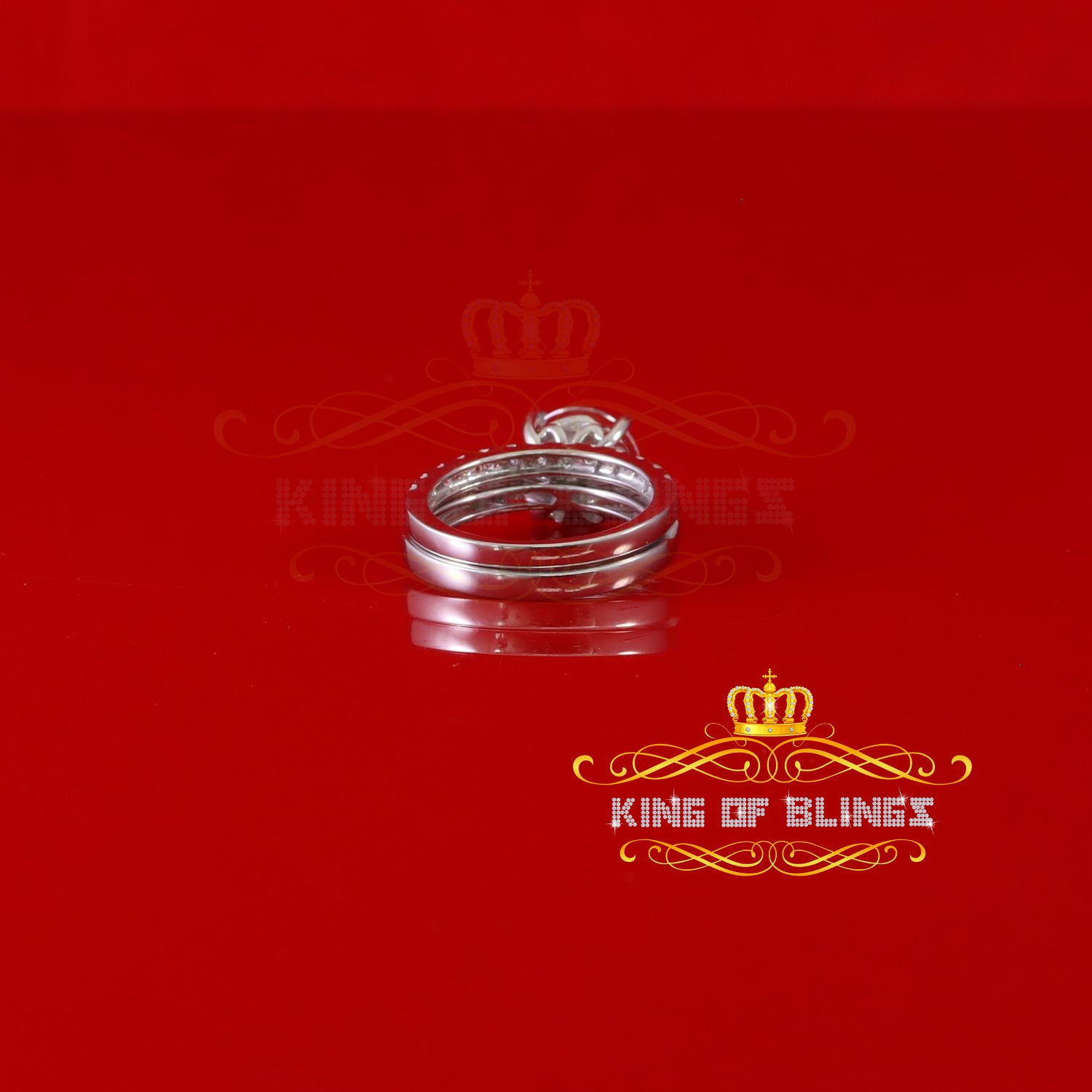 King of Bling's White 5.00ct Moissanite Sterling Silver Men/Women Bridal Ring Round Shape Size 8 KING OF BLINGS