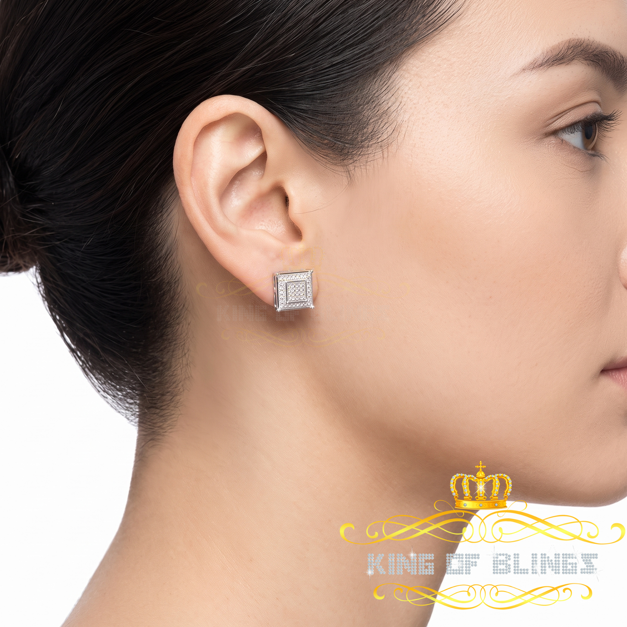 King Of Bling's 0.20ct Genuine Diamond 925 White Sterling Silver Hip Hop Men's/Women's Earrings