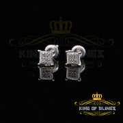 King Of Bling's 0.05 ct Diamond Collection White 925 Sterling Silver Women & Men Square Earrings KING OF BLINGS