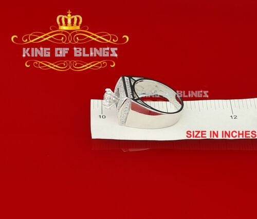 King Of Blings 6.00ct Cubic Zirconia White Silver Men's Square Set Ring Size 9 KING OF BLINGS