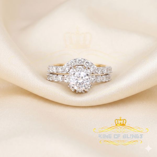 King Of Bling's 925 Sterling Yellow Silver Round 5.25ct Cubic Zirconia Women's Ring Size 6.5 KING OF BLINGS