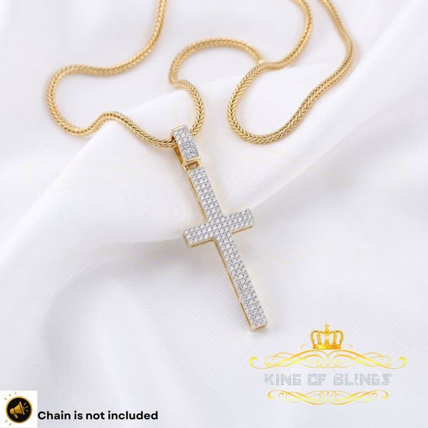 King Of Bling's King of Bling's Yellow Sterling Silver Cross Pendant with 1.41ct Cubic Zirconia