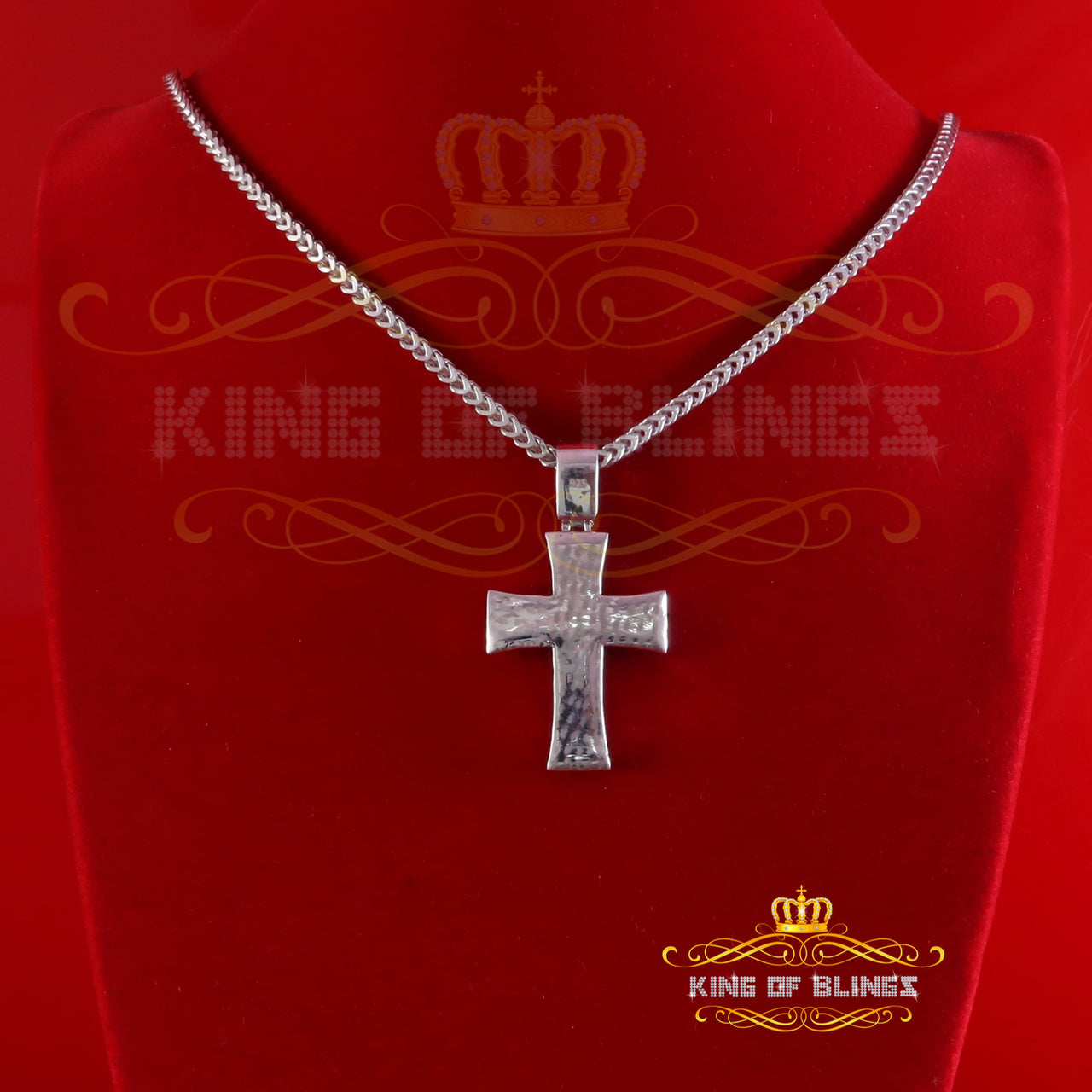 King Of Bling's 925 White Sterling Silver 2.25ct VVS D Clr. Moissanite Cross Pendant for Women's KING OF BLINGS