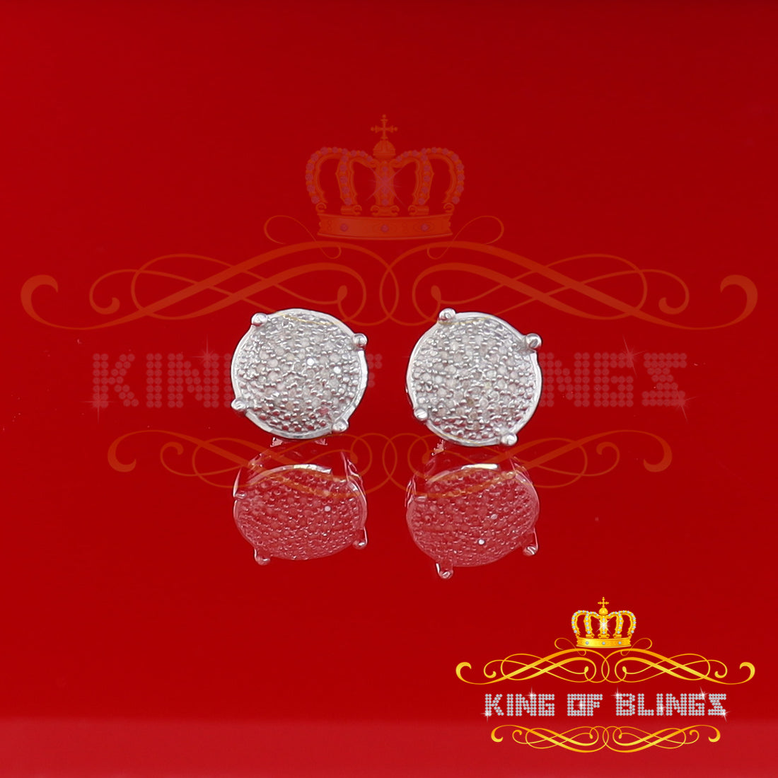 King Of Bling's 0.25ct Diamond 925 Sterling Silver White For Men & Women Stud Round Earrings KING OF BLINGS