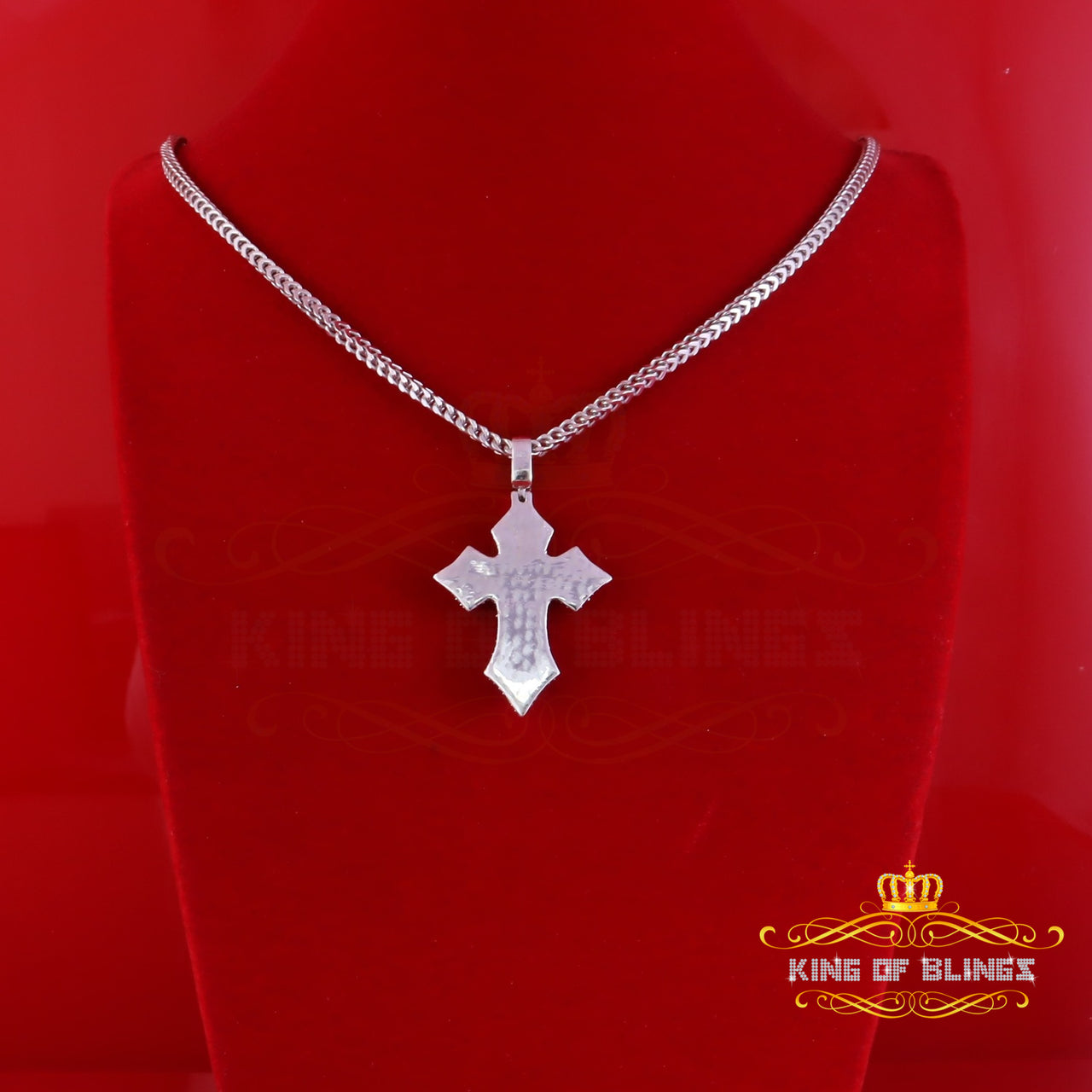 King Of Bling's New Charm Cross Pendant Men/ Women 2.50ct VVS D Moissanite White Sterling Silver