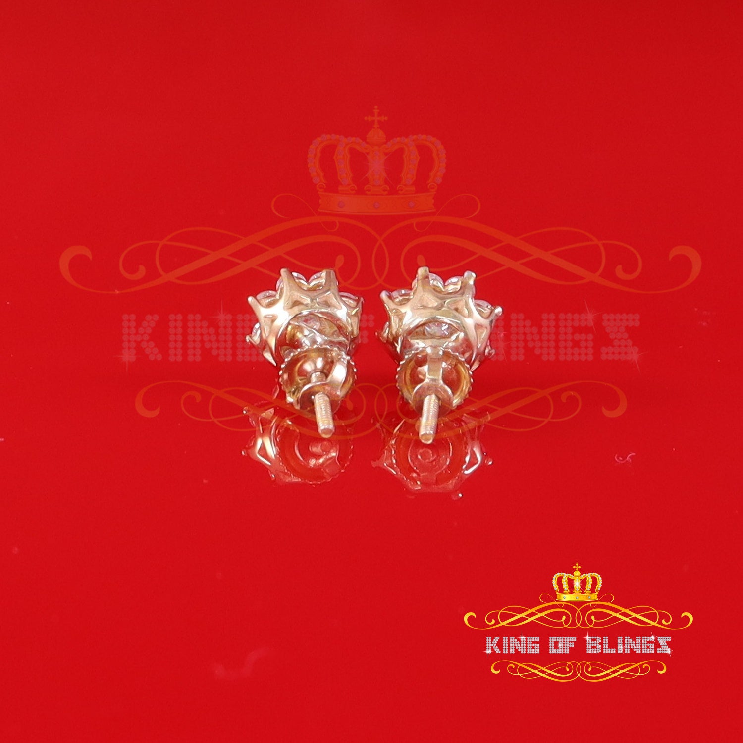 King of Bling's Men's/Womens Yellow Silver 1.00ct VVS 'D' Moissanite Flower Stud Earrings KING OF BLINGS