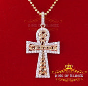 King of Bling's Yellow Sterling Silver Cross Pendant with 4.32ct Cubic Zirconia KING OF BLINGS