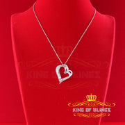 King Of Bling's Real 0.10CT Diamond HEART'S 925 Sterling Silver White Charm Necklace Pendant KING OF BLINGS