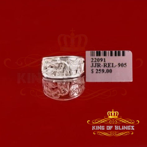 KING OF BLINGSReligious White 925 Sterling Silver Open Lucky Symbol Band Women's Ring SZ 8 KING OF BLINGS