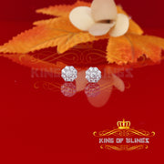 King of Blings- White 925 Sterling Silver 1.18ct Cubic Zirconia Women's Hip Hop Flower Earrings KING OF BLINGS