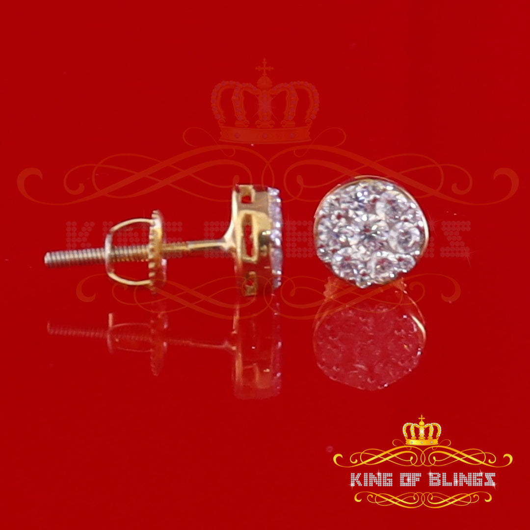 King of Bling's 0.94ct Cubic Zirconia 925 Yellow Silver Women's & Men's Hip Hop Square Earrings KING OF BLINGS