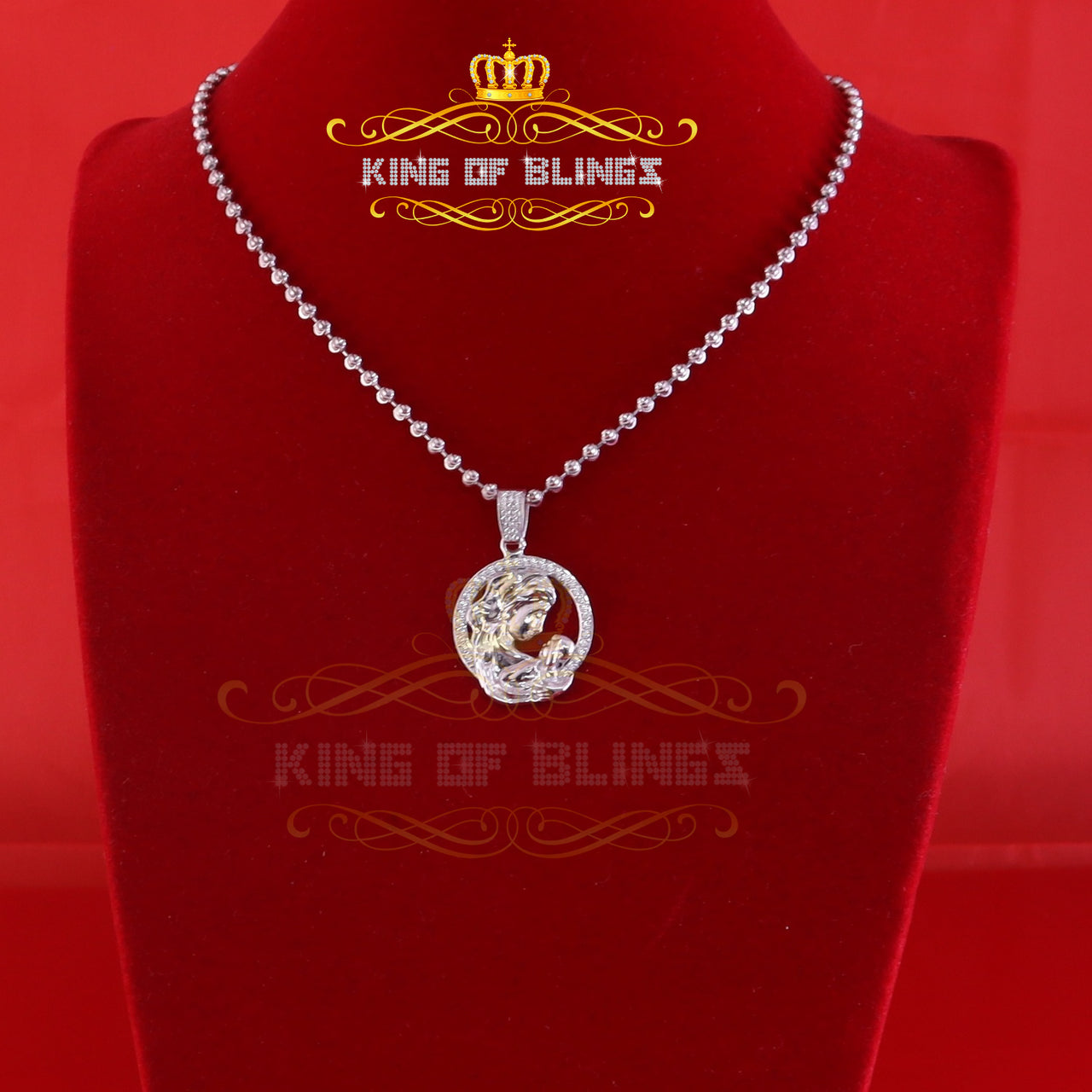 King Of Bling's DARLING MOM Pendant Specially for Mothers Day White Silver 0.50ct Cubic Zirconia KING OF BLINGS