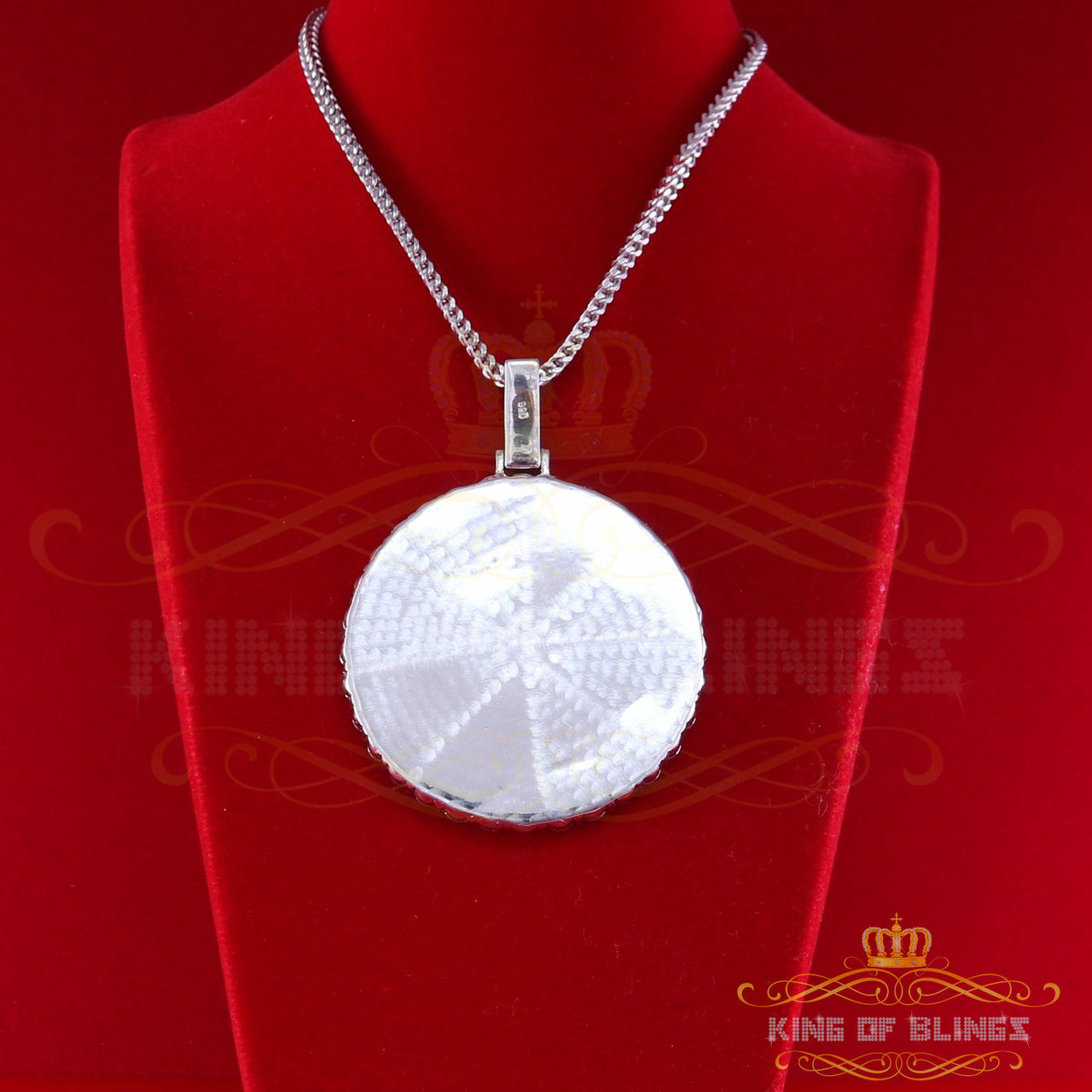 King of Bling's White 925 Sterling Silver Pendant Charming Necklace as 19.21ct Cubic Zirconia