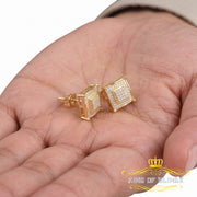 King Of Bling's 0.20ct Genuine Diamond 925 Yellow Sterling Silver Hip Hop Men's/Women's Earrings KING OF BLINGS
