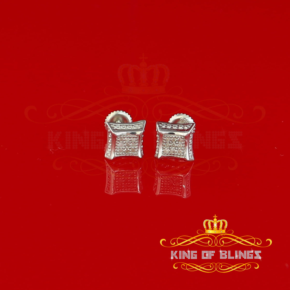 King Of Bling's 0.05ct Real Diamond 925 Sterling Silver Women's & Men's White Kite Stud Earring KING OF BLINGS