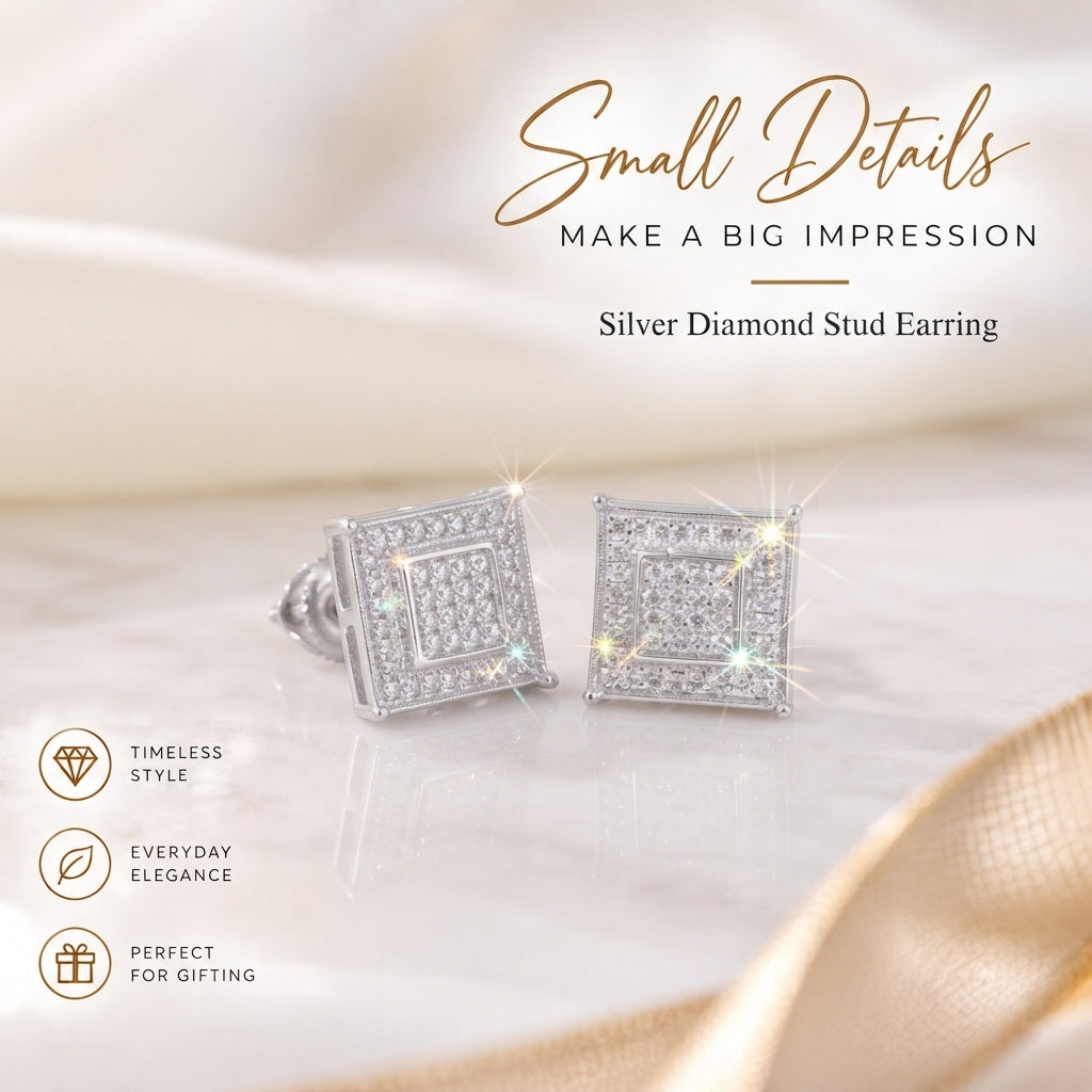King Of Bling's 0.20ct Genuine Diamond 925 White Sterling Silver Hip Hop Men's/Women's Earrings KING OF BLINGS
