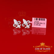 King of Bling's 925 White Silver Ladies Fleur de Lis Screw Back 2.43ct Cubic Zirconia Earrings KING OF BLINGS