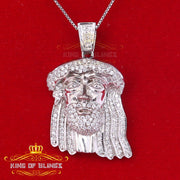 King Of Bling's White 925 Sterling Silver Pendant with Jesus Face Shape 1.89ct Cubic Zirconia KING OF BLINGS