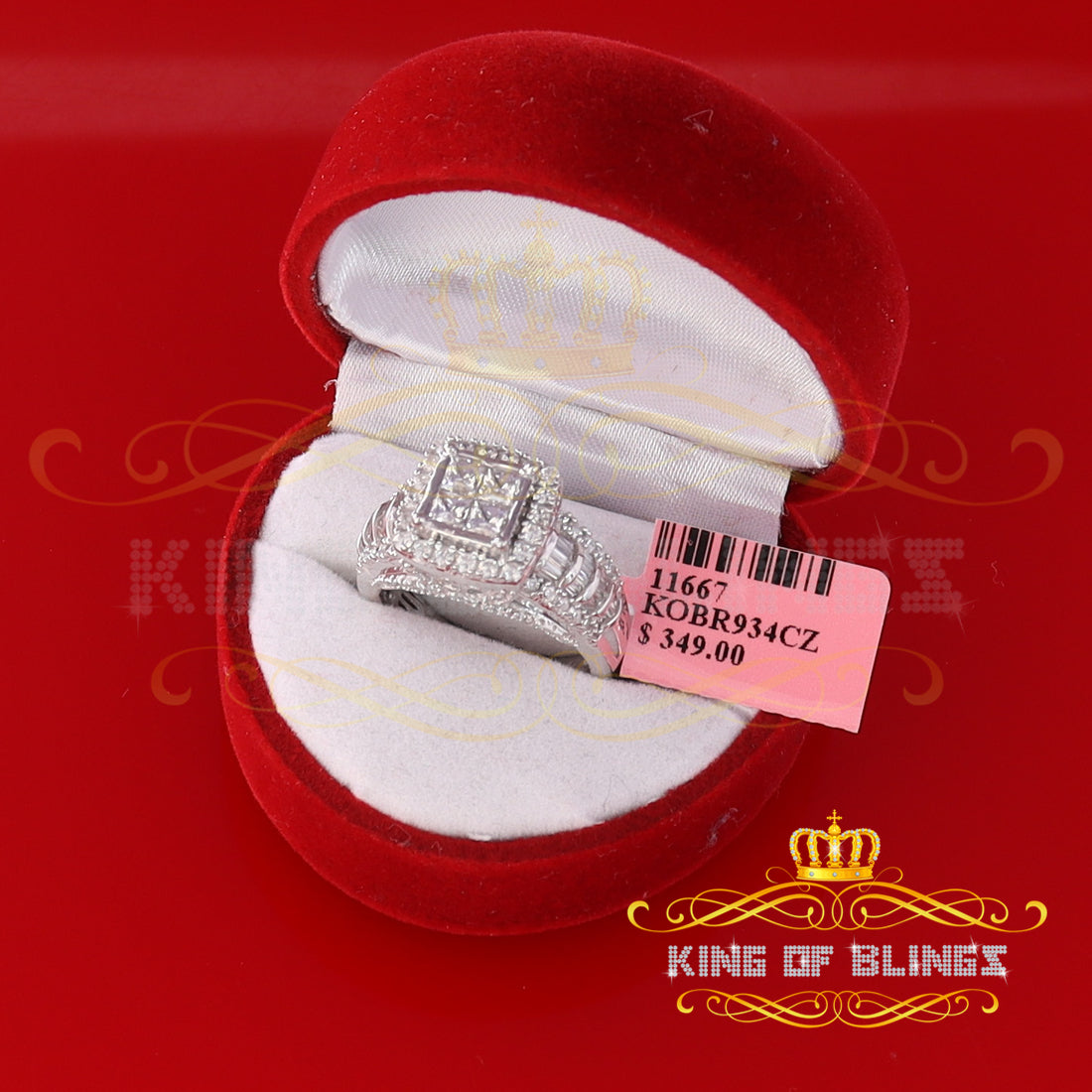 Sterling White Silver 4.00ct Square Cubic Zirconia Fashion Womens Ring Size 7 KING OF BLINGS