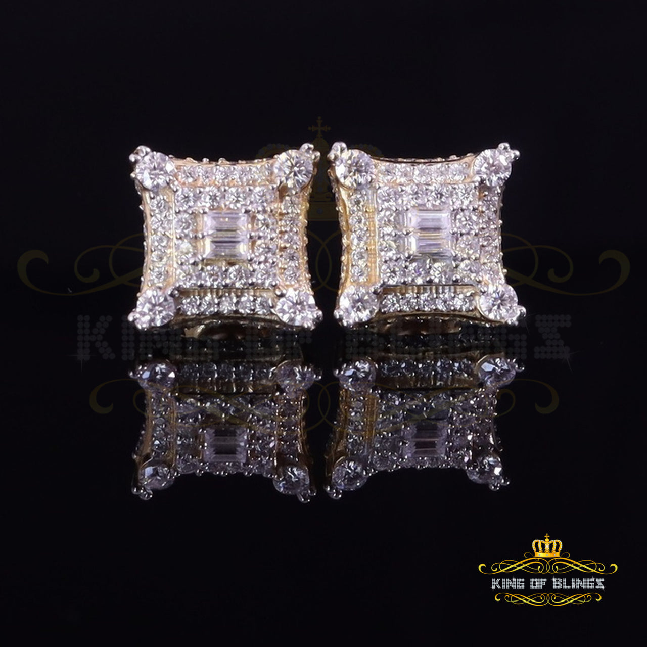 King  of Bling's Men's/Womens 925 Silver Yellow 0.50 ct VVS 'D' Moissanite Round Stud Earrings KING OF BLINGS