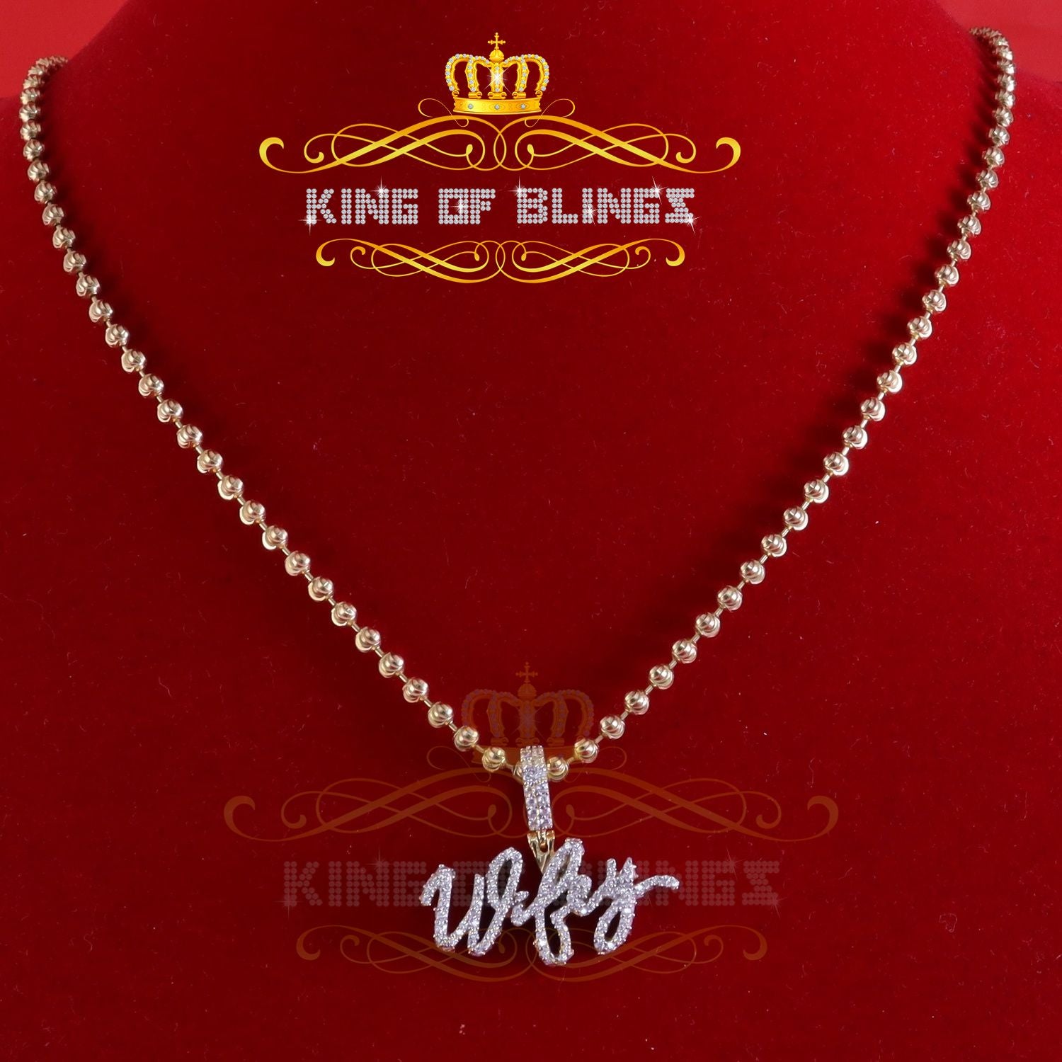 King Of Bling's New 1.60ct Cubic Zirconia Men/Women Sterling Silver Yellow 3D "WIFEY" Pendant KING OF BLINGS