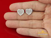 King Of Bling's Aretes Para Hombre 925 White Silver 0.50ct Diamond Women's /Men's Heart Earring KING OF BLINGS