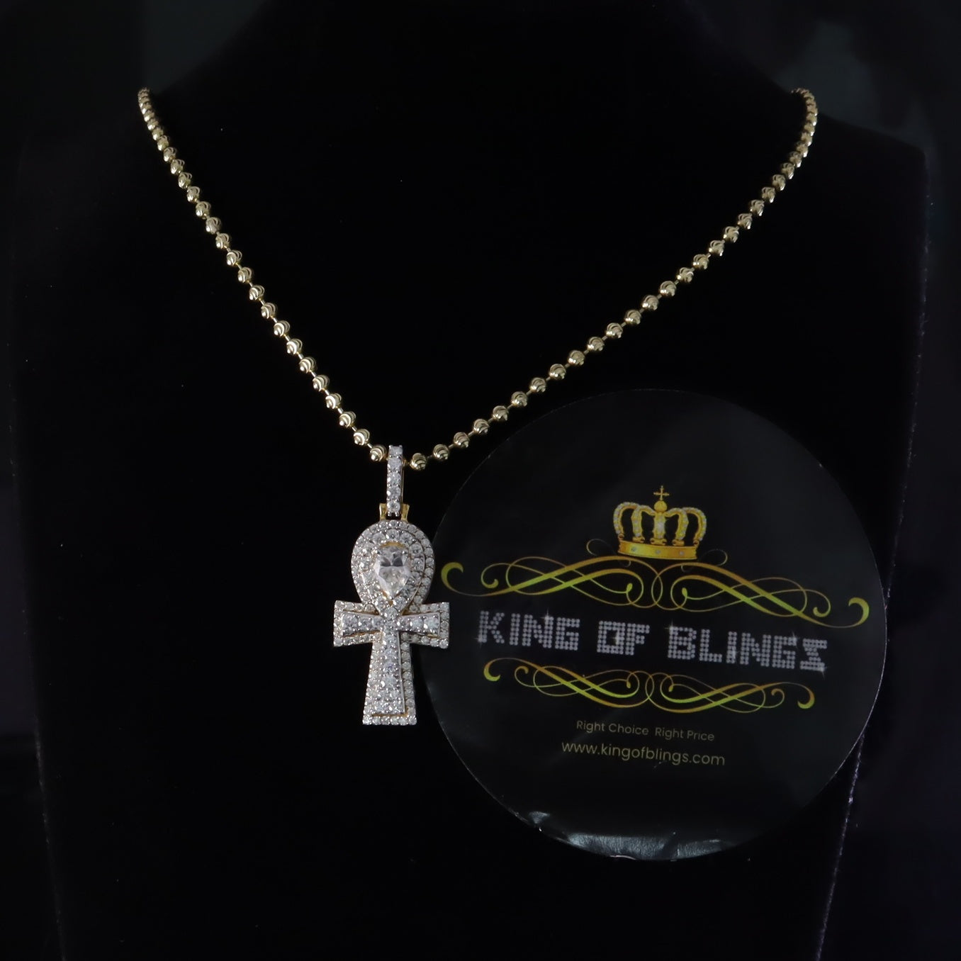 King Of Bling's New Ankh Pendant 925 Yellow Silver Sterling 3.50ct VVS D Moissanite Men's/Womens KING OF BLINGS
