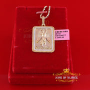 Men's 925 Silver 0.66ct CZ Square SAINT MICHEAL Yellow 1.00 inch 3D Pendant KING OF BLINGS