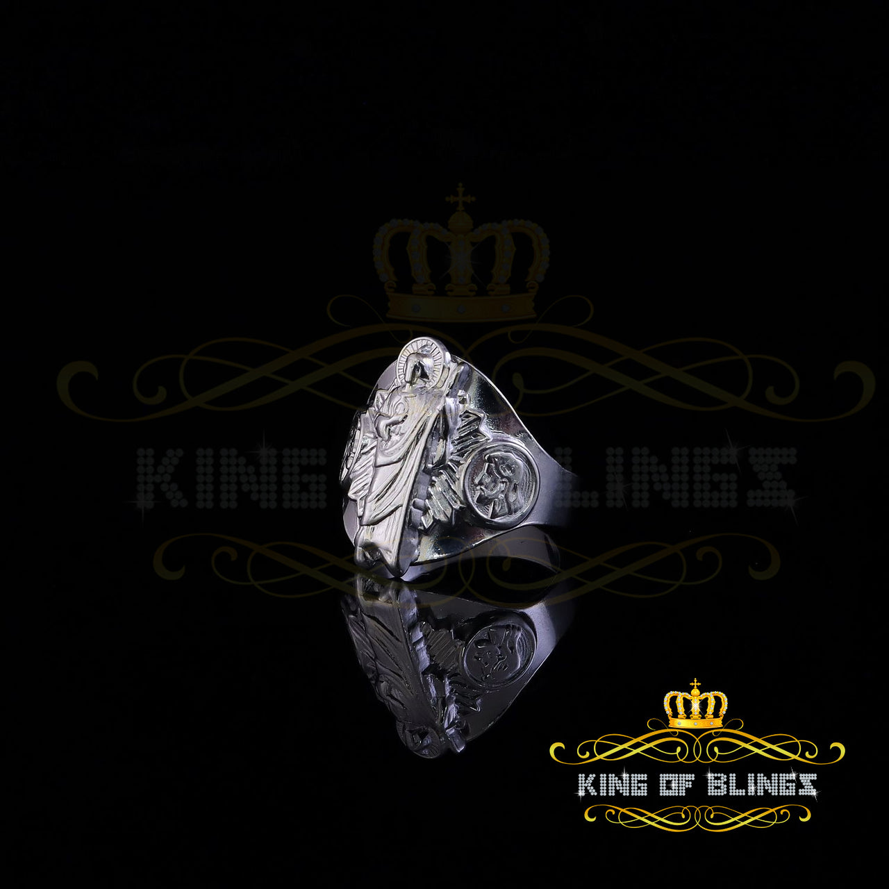 KING OF BLINGSWhite 925 Sterling Silver St Jude Thaddeus Women's /women Religious Ring SZ 6